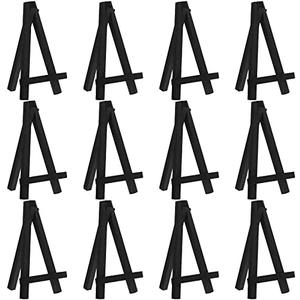 Chuangdi 12 Pieces Black Mini Wood Display Easel, Holder for Small Canvases, Cards, Photos, Notices, etc.(5 Inch)