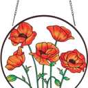 PLIGREAT Suncatchers Poppy Flowers Acrylic Glass Sun Catcher Summer Patio Garden Hanging Tree Ornaments for Bedroom Living Room Window Decoration Wall Art Decor Housewarming Memorial Gifts
