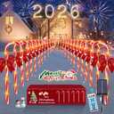 HELESIN 24 Pack 144 LED Christmas Solar Candy Cane Pathway Lights Outdoor Christmas Candy Cane Lights, 8 Modes Timer Remote, Solar & USB Charging Christmas Light Waterproof for Patio Garden Pathway