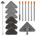 ZYHZYHA Wall Cleaner Mop with Adjustable 67" Long Handle, Sturdy Wall Washer Cleaner Tool for Walls/Ceiling Fans/Dust/Floors/Window, 360°Ceiling Cleaner Tool Duster with Squeegee 6 Replacement Pads