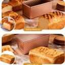 3 Pcs Pullman Loaf Pan with Lid, 2.2lb/1lb/0.5lb Dough Capacity, Non-Stick Carbon Steel Bread Pans for Homemade Bread Sandwich and Toast, Sourdough Loaf Pan with Lid, Corrugated Toast Mold (Golden