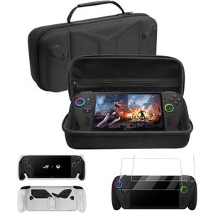 Complete Protection Kit for ROG Xbox Ally X 2025 - TPU Case with Stand, Carrying Cover & 2X Tempered Glass, Protective Skin Shell Set