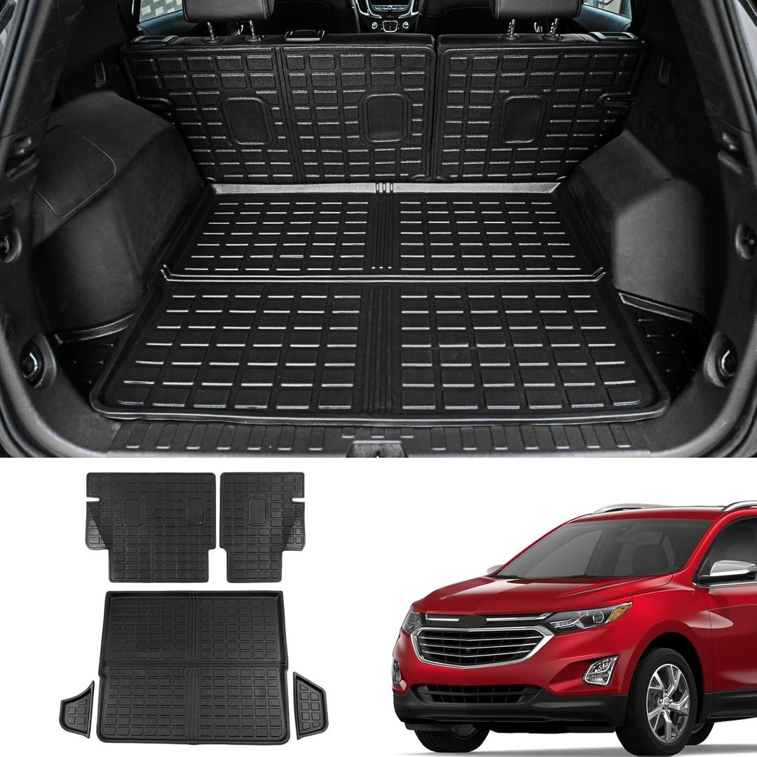 Cargo Mat Compatible with 2018-2024 Chevrolet Equinox & GMC Terrain Trunk Mat TPE All Weather Back Seat Cover Protector (Backrest Mats+Rear Trunk Mat)