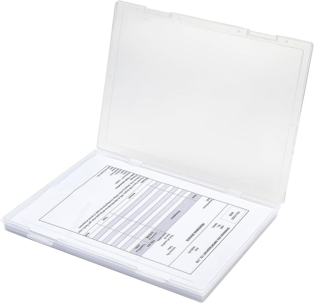A4 File Box Portable Paper Organizer, Transparent Office Supplies Holder, Document Case, Magazine Storage Containers 12.2 x 9 x 0.8inch