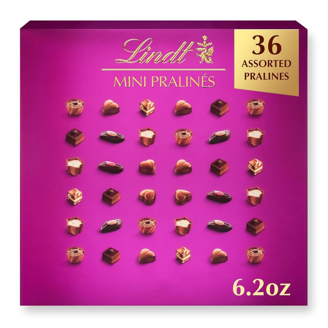 Lindt Mini Pralines, Assorted Chocolate Pralines with Premium Filling, Perfect for Mothers Day Gifting, 6.2 oz Box, Best By: 07/31/2025
