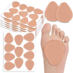 Shynek 55Pcs Metatarsal Foot Pads for Women and Men, Felt Ball of Foot Cushion, Adhesive Neuroma Pads for Feet Soft Forefoot Cushion Pads and Sole Support, Pain Lessen (Skin Color)