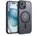 TOCOL for iPhone 15 Case, Full Camera Protection, Built-in Magnetic Ring, Compatible with Magsafe, Drop Protection, Translucent Matte Phone Case for iPhone 15 6.1 inch (Black