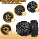 RC Station 12mm Hex RC Wheels and Tires for Hyper Go H16BM H14BM Tires and Wheels 1/14 1/16 with Foam Inserts for Traxxas Wltoys 144001 etc 1/18 RC Car Street Tires Wheels Preglued
