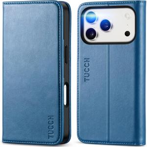 TUCCH Wallet Case for iPhone 17 Pro (6.3-Inch) 2025, 3 Credit Card Slot | RFID Blocking | Stand | PU Leather | Shockproof TPU Interior Shell | Protective Flip Folio Cover | Lake Blue