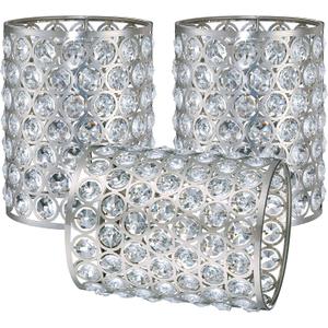 Doraimi Lighting 3 Pack Polyhedral Crystal Metal Pendant Ceiling Chandelier Wall Sconce Lamp Replacement Covers Shade Fixture Brushed Nickel Finish,1.66" Fitter Size,5.6" high*4.4" Diameter