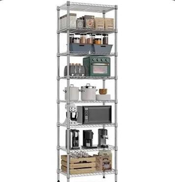 M MZG 8 Tier 2000 lbs Storage Rack Metal Wire Shelving Unit, Storage Standing Shelf Organizer for Laundry Bathroom Kitchen Pantry Closet Garage Utility Room, Chrome 13.8" D x 23.6" W x 79.5" H