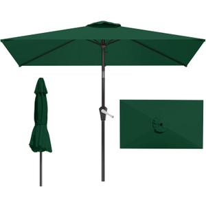 6.5x10FT Patio Umbrella, Outdoor Umbrella with Push Button Tilt and Crank, 8 Sturdy Ribs, UV Protection & Waterproof Market Umbrella for Pool, Backyard, Beach,Deck (Dark Green)