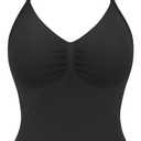 YEOREO SoftHue Impact Longline Strappy Top Women's Halter Workout Tank Tops Backless Gym Longline with Adjustable Strap (Black, L)