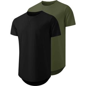 Men's 1 or 2 Pack Hipster Hip Hop Longline Crewneck T-Shirt Short Sleeve Gym Workout Athletic T Shirts for Men (XXXL) Men's 1 or 2 Pack Hipster Hip Hop Longline Crewneck T-Shirt Short Sleeve Gym Workout Athletic T Shirts for Men (XXXL)