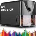 AFMAT PSX3 Heavy Duty Electric Pencil Sharpener, Classroom Pencil Sharpeners for 6-11mm No.2/Colored Pencils, Auto Stop, Sharp Point, Save Pencils, Teachers Must Haves, Black