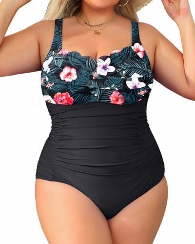 Aqua Eve Womens Plus Size One Piece Swimsuit- Tummy Control Bathing Suit Full Coverage Swimwear 18W