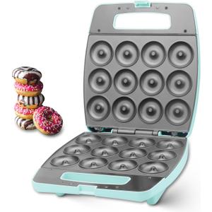 Baker's Friend Mini Donut Maker Machine, Bake 12 Mini Doughnuts, Maquina Para Hacer Donas, Perfect for Breakfast, Snacks, Desserts & More, Green