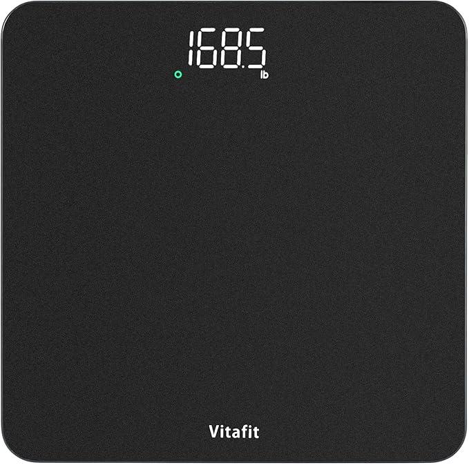Vitafit Scale for Body Weight, High Accuracy 0.1lb by Our Professional Factory Since 2001, Digital Weight Scale LED and Step On, 3*AAA Batteries Included, 400lb/182kg, Spray Silver Black