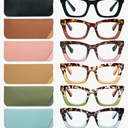 REAVEE 6 Pack Oprah Style Reading Glasses for Women Blue Light Blocking, Cute Square Computer Readers with Spring Hinge, +1.25