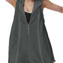 Women's Summer Sleeveless Athletic Workout Hooded Rompers Casual Zip-Front Neck Shorts Jumpsuit Overalls with Pockets (Gray, XL)