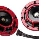 FARBIN Car Horn 12V Super Tone Horn High/Low Tone Twin Horns Kit Loud Horns for Car Motorcycle Truck (Red)