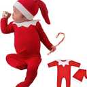 Zeroest Chrismas Newborn Photography Props Boy Girl Photoshoot Xmas Elf Outfits Baby Photo Santa Picture Red Costume