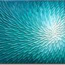 AMEI Art, 24X48Inch Hand Painted Abstract Teal Blue Textured Oil Paintings Floral Artwork Acrylic Canvas Paintings Wall Art Wood Inside Framed Ready to Hang