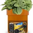 Flower Pot Diversion Safe with Key Lock, Secret Hidden Safe Box with False Bottom, Weatherproof Key Hider & Cash Vault for Outdoor Garden, Yard & Home, Plants Not Include (Matte Terracotta)