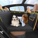 Lesure Dog Car Seat Cover for Back Seat with Hard Bottom, Pet Back Seat Extender with Supportive Egg Crate Foam, Waterproof Non-Slip Dog Hammock for Car, Truck, SUV, Black (Standard Size-52"Lx25"W)