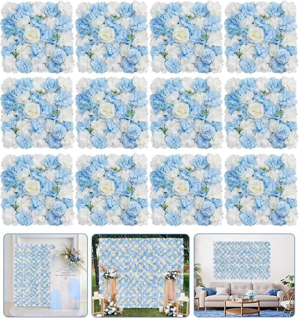 Blue Flower Backdrop Wall 5ftx3.74ft Fake Rose Wedding Backdrop 3D Floral Wall Panels for Baby Shower Party Bridal Wedding Background Decor Blue Flower Backdrop Wall 5ftx3.74ft Fake Rose Wedding Backdrop 3D Floral Wall Panels for Baby Shower Party Bridal Wedding Background Decor