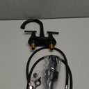 Bathroom Faucets for Sink 3 Hole, Hurran 4 inch Matte Black with Pop-up Drain and 2 Supply Hoses, Stainless Steel Lead-Free 2-Handle Centerset Faucet for Sink Vanity