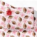 GIOLNIAY Football Wrapping Paper for Kids Adults - Holiday Gift Wrap with Pink Paper, Footballs and Red Bows - 4 Jumbo Sheets, 28" x 40" Each (32 sq. ft ttl), Easy to Store