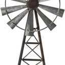 Vintage Farmhouse Windmill Tabletop Decor - Handcrafted Galvanized Metal & Wood Rustic Accent for Desk, Shelf, or Kitchen