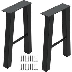 Metal Bench Legs 16 Inch Coffee Table Legs Heavy Duty Furniture Desk Chair Legs, Black, Set of 2