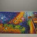 Alenoss Hand Painted Vertical Abstract Large Canvas Wall Art 48x24 Inches Oil Paintings on Canvas Blue Artwork for Wall Home Decorations Wall Dcor