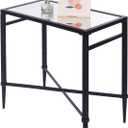 Black End Table, Rectangle Side Table with Mirrored Top, Modern Metal End Tables, Small Narrow Side Tables for Living Room, Balcony, 22" L x 12.4" W x 24" D, Rectangular