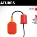 Float Switch for Sump Pump -33-Foot Water Level Sensor with Honeywell Microswitch and Adjustable Tether Length for Ground Water Bilge Pump and Water Tank  Non-Corrosive PP Casing, Rated to 13 Amps