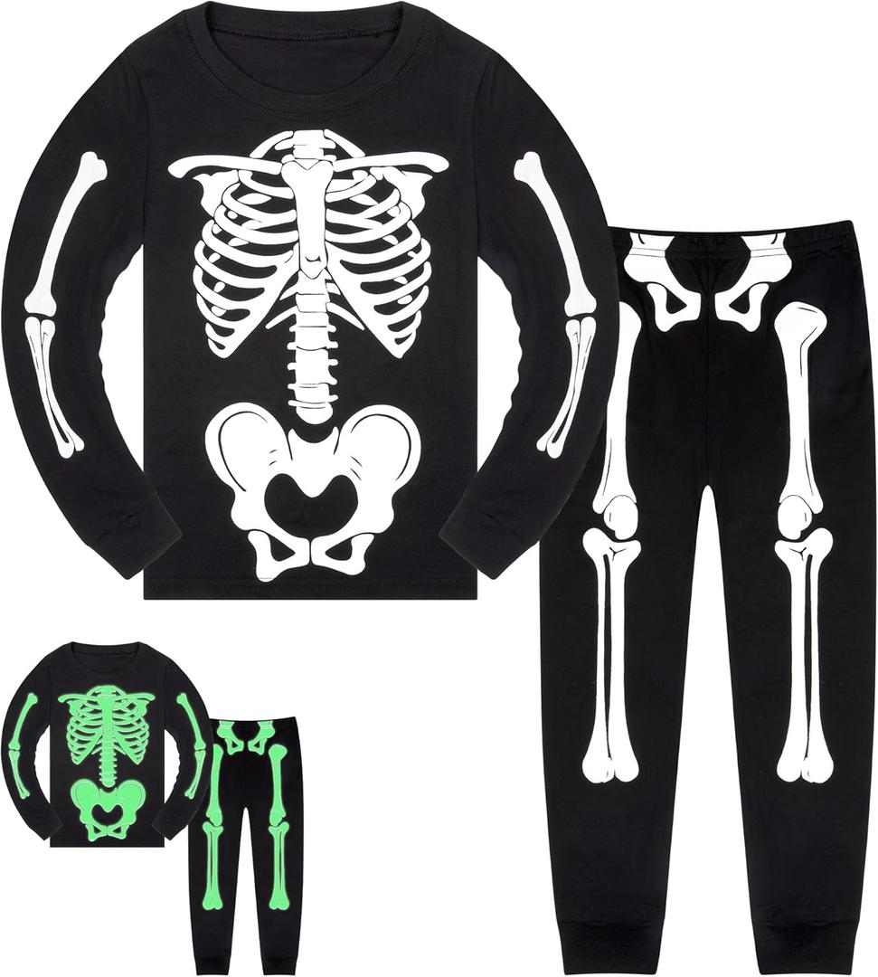 HONGTEYA Kids Clothes for Boys Girls Cotton Toddler Clothes Outfit Size 3-7T (6 Years, Halloween Skeleton)