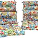 DYTXIII Outdoor High Back Chair Cushions Set of 2, Water Repellent Tufted Rocking Seat Cushions Replacement 44 x 22 Inch, Seat & Back Chair Pads for Patio, Balcony and Indoor Use -Paisley Multi