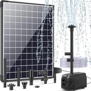 POPOSOAP 25W Solar Water Fountain Pump, Solar Water Pump with Flow Adjustable, Pond Pump with Water Shortage Protection & Diverter Valve & 16.5FT Cord for Ponds, Garden, Waterfall, Hydroponics-P125H