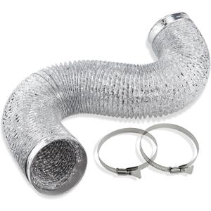 Cenipar Dryer Vent Hose-4 inch Ducting Vent Hose Flexible Aluminum Foil Non-Insulated (4 inch 8 feet) with 2 Clamps