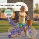 RULLY Donut Girls Bike 12 14 16 Inch Kids Bicycle for Toddlers Ages 3-8 with Training Wheels, Basket & Doll Seat, Retro Cruiser Style, Pink Purple Blue