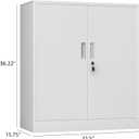 iJINGUR Metal Storage Cabinet with Locking Doors and 2 Adjustable Shelves, Small Lockable Storage Cabinet for Home Office Garage (White), 36.22"H