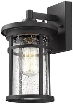 Outdoor Wall Sconces, Exterior Wall Lantern, Farmhouse Porch Lighting Fixture, Front Door Mounted Lights, Outside Lighting Lamp for Patio, Porch, Garden,Balcony (Black, 12" H)