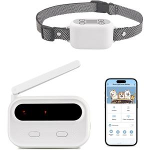 GPS Wireless Dog Fence System with App Control - No Subscription & No Wire, up to 984 FT IPX7 Waterproof Electric Pet Containment Collar with Beep/Vibration/Shock, Support up to 5 Dogs(White)