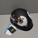 VCAN Cruiser Patriotic Eagle USA Graphics Motorcycle Half Helmet (Large, Flat Black Usa)