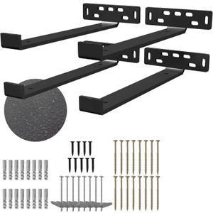 4xJ Shelf Brackets with Lip (11.25"L x 5"W x 1 1/4"H) Heavy Duty Floating Shelves Bracket - High Quality Floating Shelves Hardware with Robust Shelf Bracket for Secure Wall Mounting-ANTIQUE