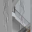 Modern Adjustable Height Pendant Light Fixture Black 288W LED Pendant Lights 16 Rings Rectangular Chandelier Staircase Large Chandelier Lobby Living Room Foyer High Ceiling Chandeliers