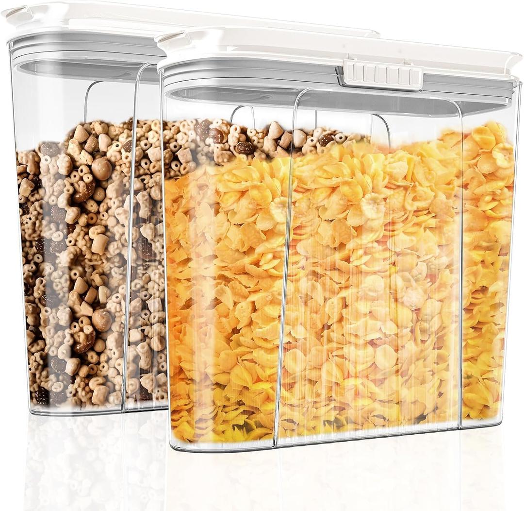 2 Pack Glass Containers Storage Jars Set Airtight Food Storage Containers with Lids-Cereal Storage Containers Cereal Organizer Dispenser for Kitchen Storage Containers