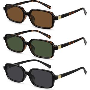 MEETSUN Retro Rectangular Sunglasses for Women Trendy Vintage 90s Small Square Sun Glasses UV Protection